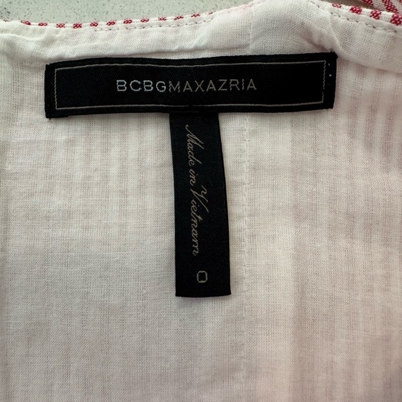 BCBGMAXAZRIA TIE-FRONT PINSTRIPED
JUMPSUIT Pantsuit Jumper Red & White SIZE 0 - Picture 6 of 15